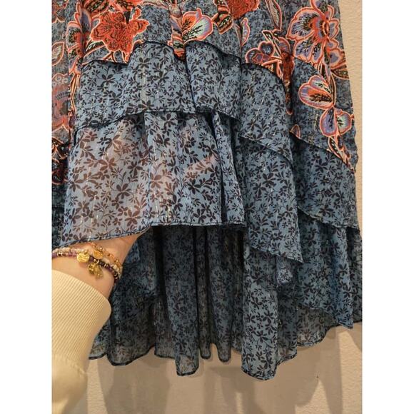 Misa Los Angeles Ilona Women's Floral Ruffled High-Low Maxi Skirt Black S - Picture 2 of 11